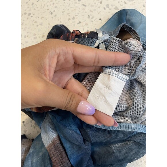 Art To Wear Womens M L Abstract mesh long sleeve lace bodysuit Y2K Whimsigoth - Picture 10 of 16